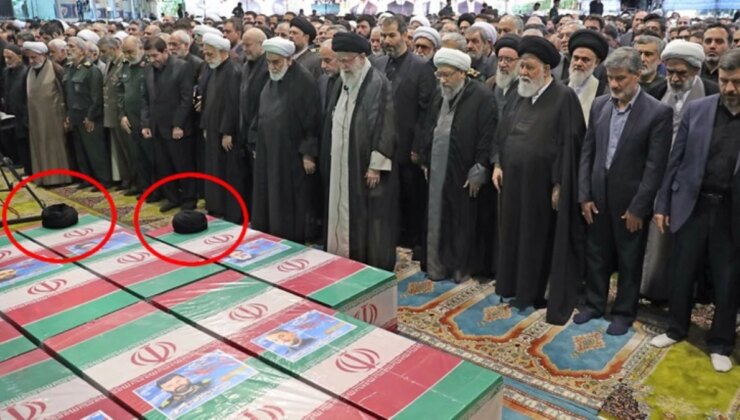 Tabutlardan sadece ikisinin üzerinde vardı! Reisi’nin cenazesinde dikkat çeken detay