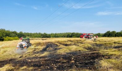 Çanakkale’de çıkan anız yangını ormanlık alana sıçramadan söndürüldü