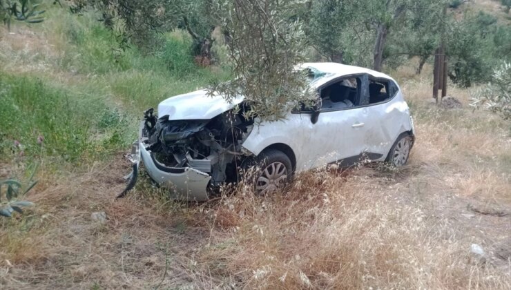 Çanakkale’de Zeytinliğe Devrilen Otomobilin Sürücüsü Yaralandı