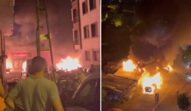 Esenyurt gece yarısı alev alev yandı! 8 araç ve iş yerini kundaklandı