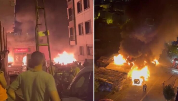 Esenyurt gece yarısı alev alev yandı! 8 araç ve iş yerini kundaklandı