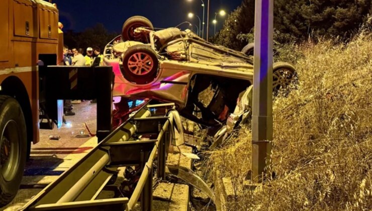 Kontrolden çıkan araç bariyere çarpıp devrildi! Korkunç kazada 3 kişi hayatını kaybetti