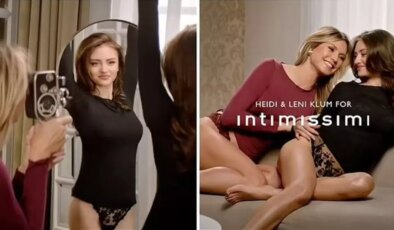 20 yaşındaki kızı ile iç çamaşırı giyerek poz veren Heidi Klum, büyük tepki çekti