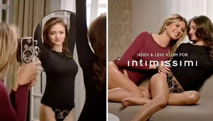 20 yaşındaki kızı ile iç çamaşırı giyerek poz veren Heidi Klum, büyük tepki çekti