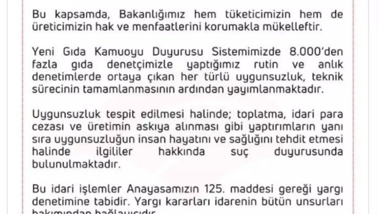 Gıda Denetimleri Artıyor, Uygunsuzlukları Bildirme Sistemi Kuruldu