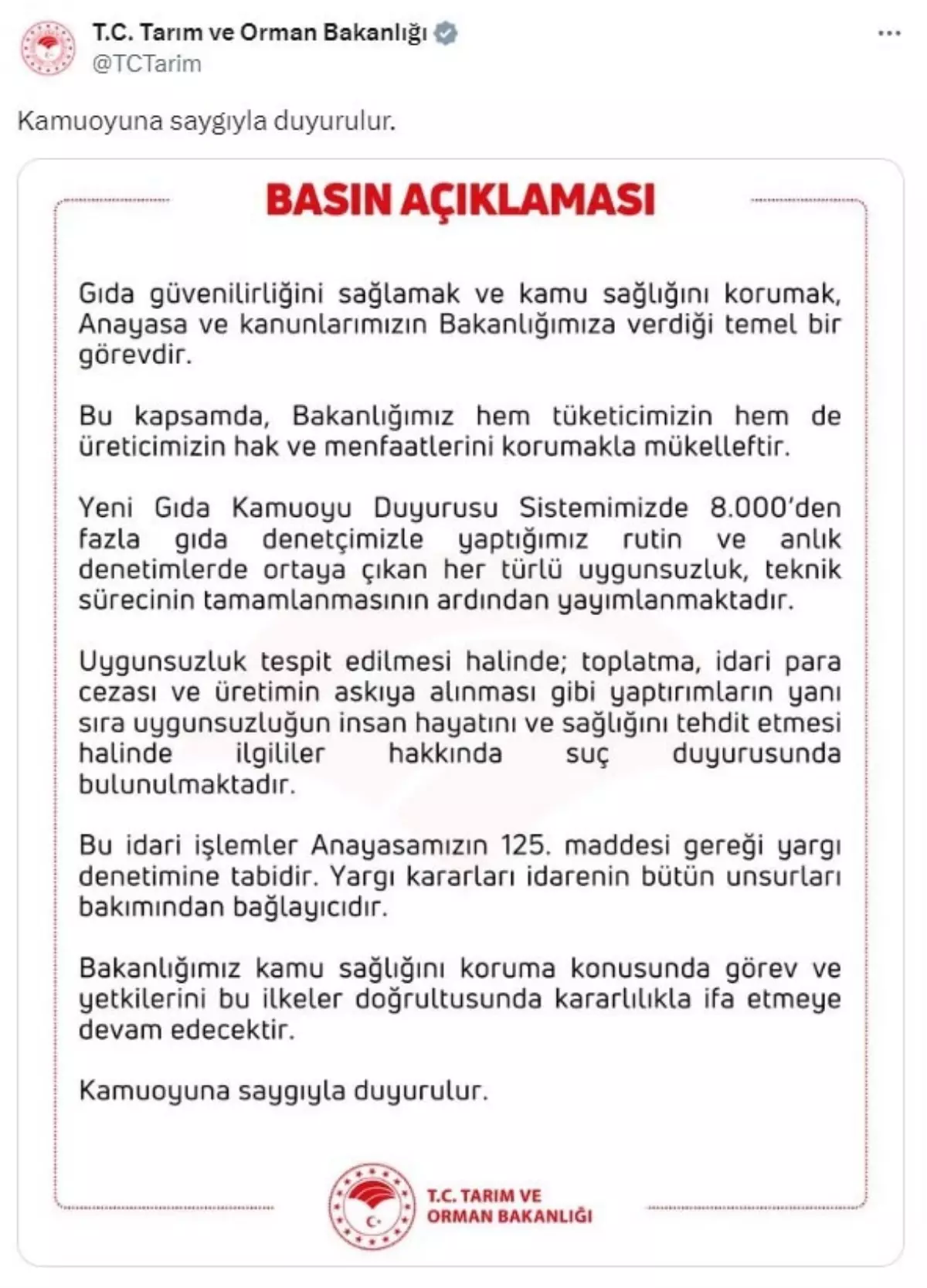 Gıda Denetimleri Artıyor, Uygunsuzlukları Bildirme Sistemi Kuruldu