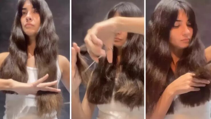 Tuba Büyüküstün uzun saçlarına acımadı